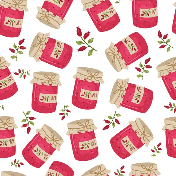 Bir kavanoz dolusu dikişsiz reçel. Tekstil ürünleri ve ambalaj kağıtları için hoş bir kumaş..