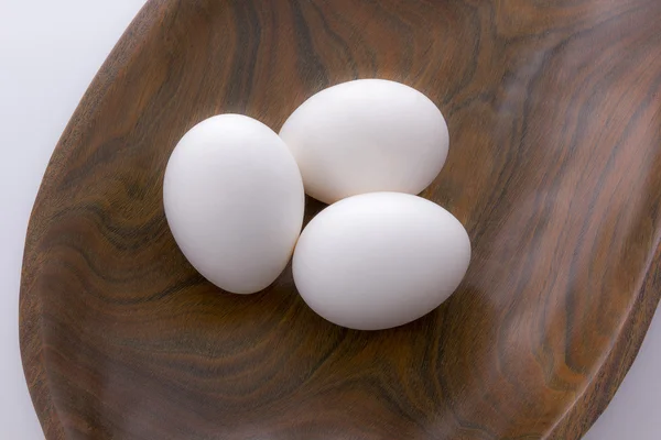 Eggs in a Basket Rustic Wood — Stock Photo, Image