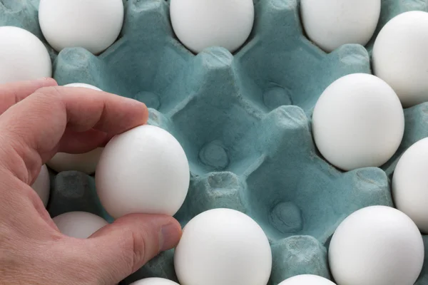 White Eggs in the packaging — Stock Photo, Image