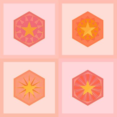 Vektör: Soyut arkaplan arkaplan çerçeveli simge elemanı, yıldızlar, afiş, mandala, mozaik döşeme şablonu şablonu dizisi çizimsiz konseptler