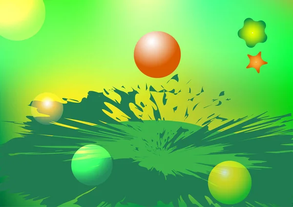 Illustration Bande Dessinée Ballon Pâques Lumineux Ciel Effet Paysage Lumière — Image vectorielle
