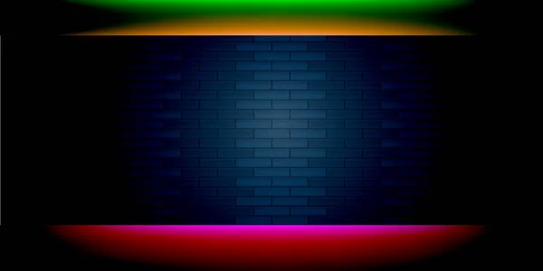 Abstract Achtergrond Textuur Geënsceneerde Verlichting Neon Glanzende Baksteen Muur Behang — Stockvector