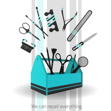 gray manicure and pedicure tools clipart