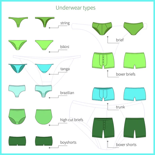 Aantal mannelijke en vrouwelijke ondergoed — Stockvector
