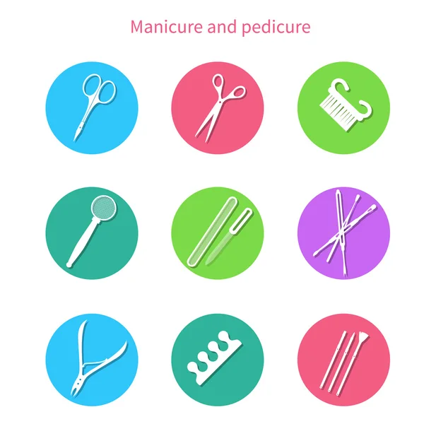 Zestaw do manicure i pedicure ikony — Wektor stockowy