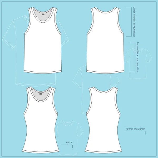 Vita skjortor i front och rygg visningar — Stock vektor