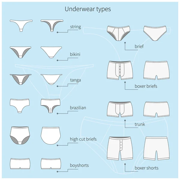 Aantal mannelijke en vrouwelijke ondergoed — Stockvector