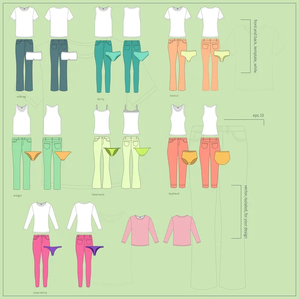 Conjuntos de ropa de mujer . — Archivo Imágenes Vectoriales
