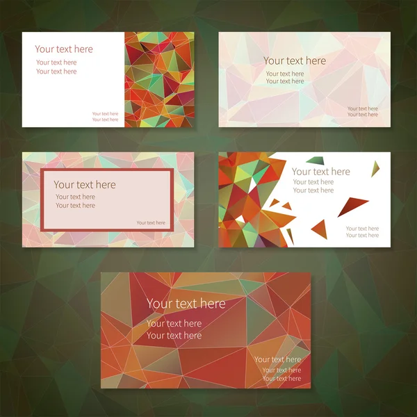Cartões de visita brilhantes com triângulos — Vetor de Stock