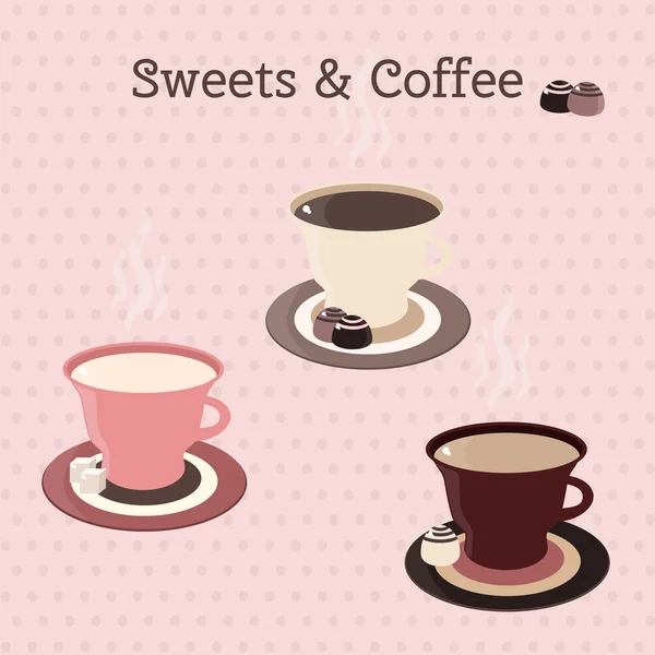Чашки кофе и сладости — стоковый вектор