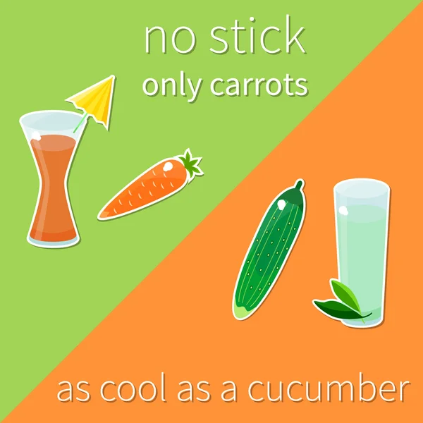 Zanahoria, pepino y jugo de verduras . — Archivo Imágenes Vectoriales