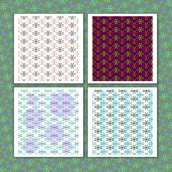 Conjunto de patrones con flores pequeñas . — Vector de stock