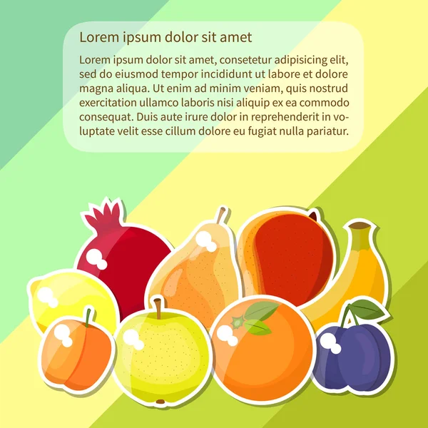 Imagini drăguțe cu diferite fructe — Vector de stoc