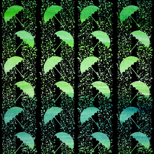 Muster blauer und grüner Regenschirme — Stockvektor