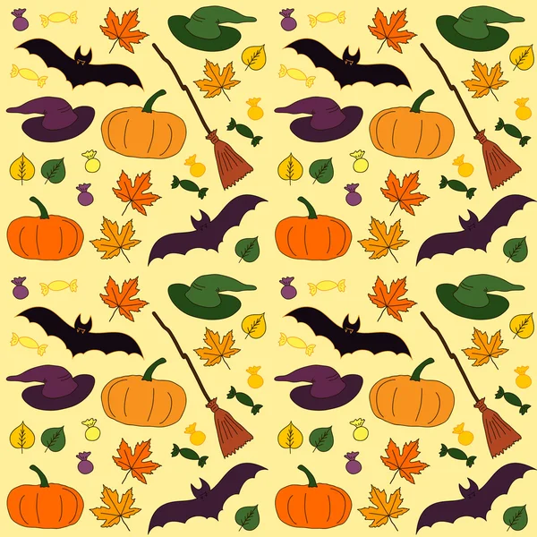 Yellow Halloween seamless pattern — Stock Vector