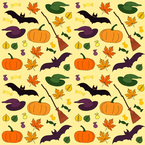 Giallo Halloween modello senza cuciture — Vettoriale Stock