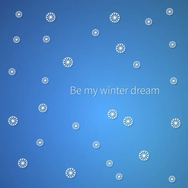 Carte bleue avec flocons de neige blancs — Image vectorielle