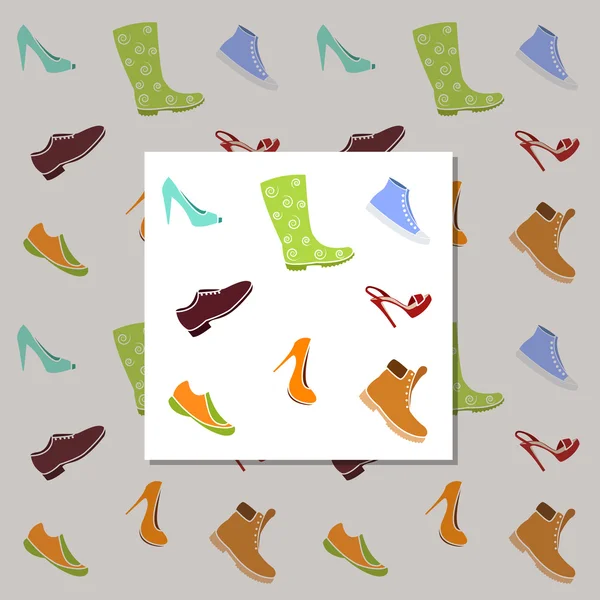 Kleurrijke schoenen patroon — Stockvector