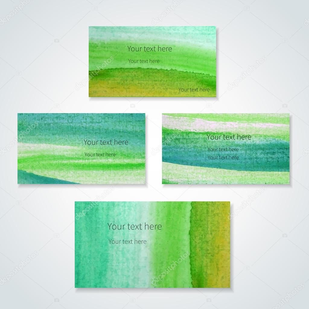 Watercolor green business cards