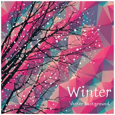 Kış arka plan ağaçlarının silüetler ile