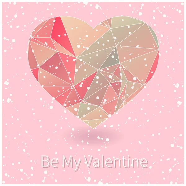 Carte de Saint-Valentin avec coeur polygonal rose — Image vectorielle