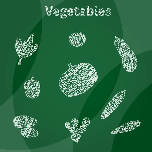 Tiza bosquejado verduras — Vector de stock