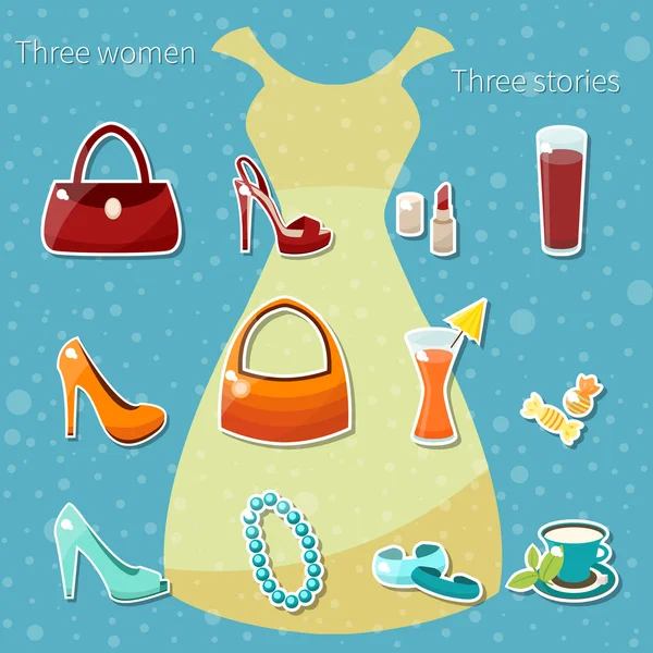 Set di accessori femminili — Vettoriale Stock