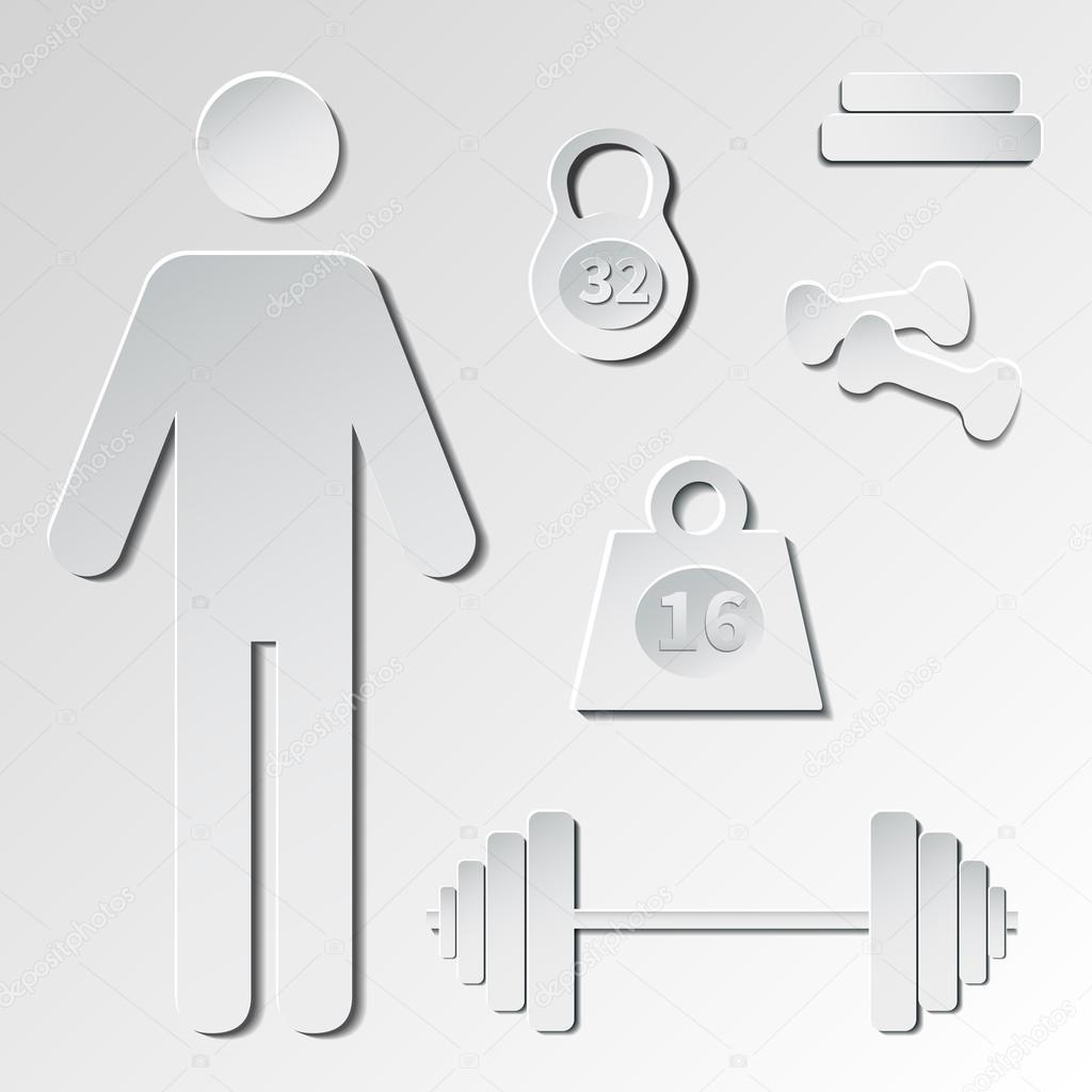 Gray paper fitness icons