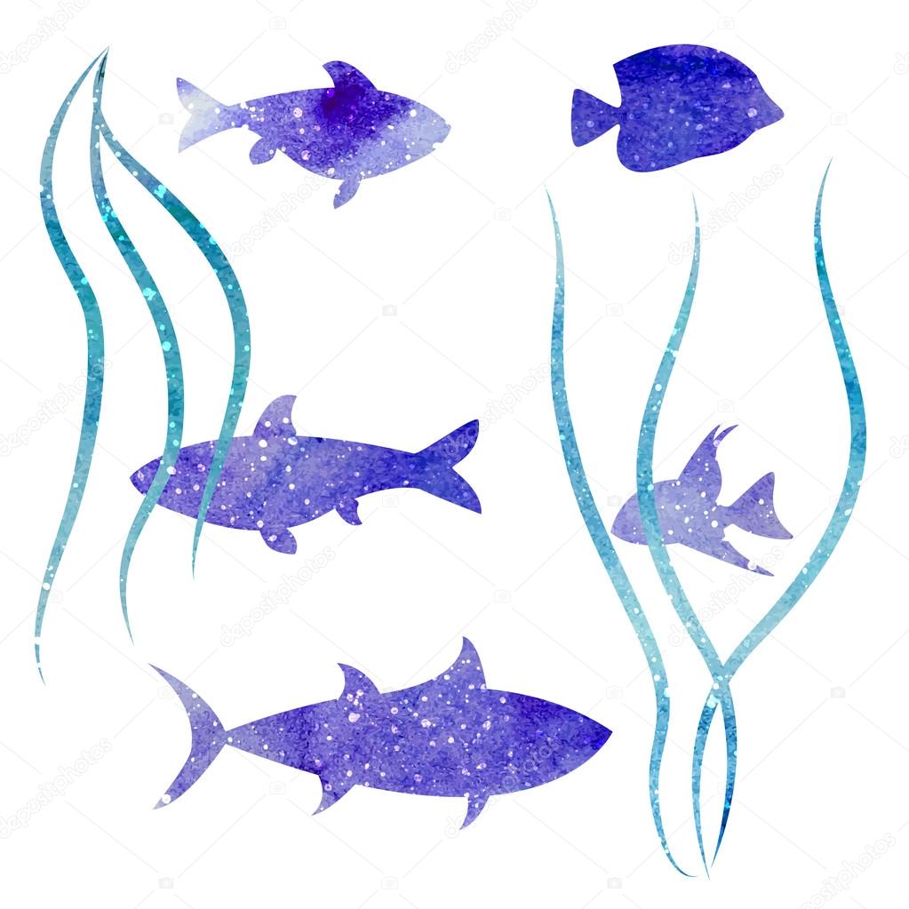 Watercolor fish pattern