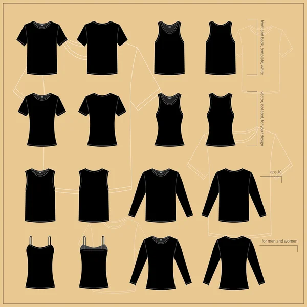 Diferentes camisetas negras — Archivo Imágenes Vectoriales