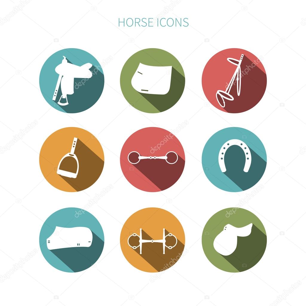 Set of simple white plane items for horses