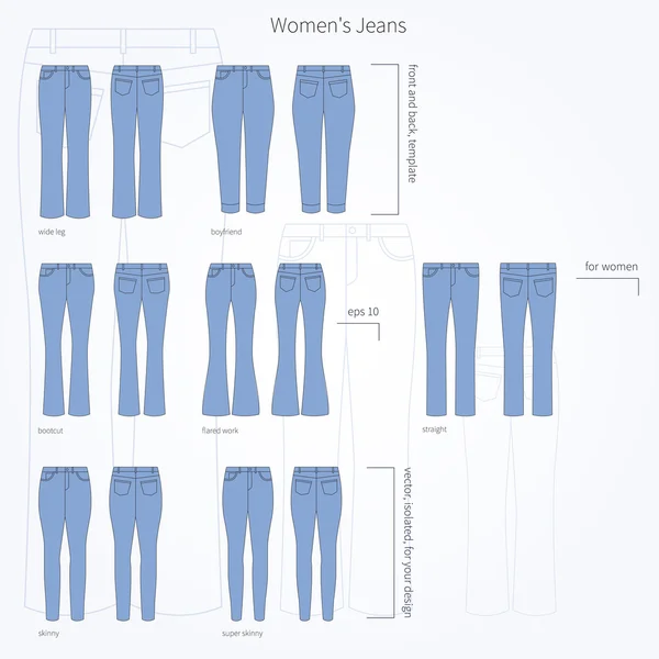 Reihe von Jeans-Ikonen — Stockvektor