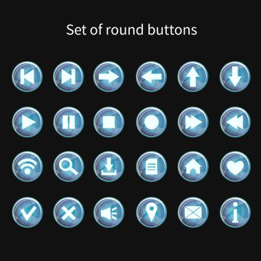 Mavi web simgeleri düğmelerin üzerinde.