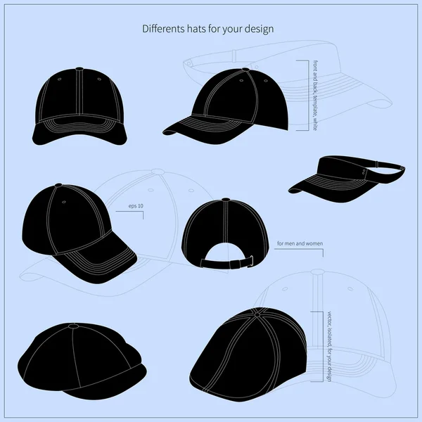 Set of black hats. — Stock Vector