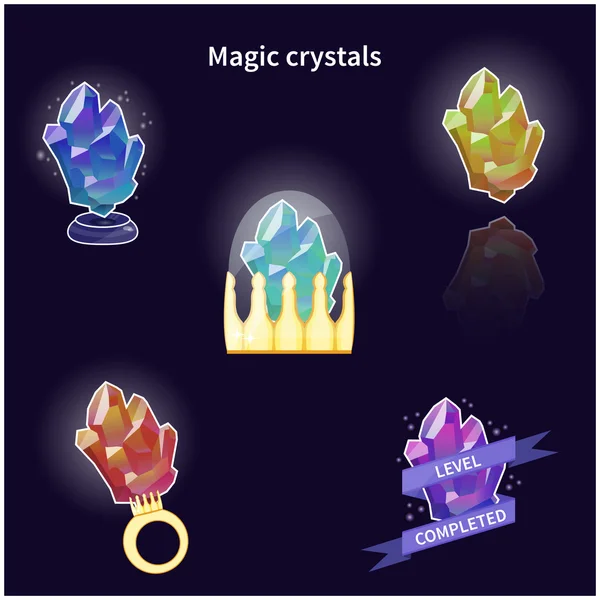 Cartoon magic crystals — Stock Vector