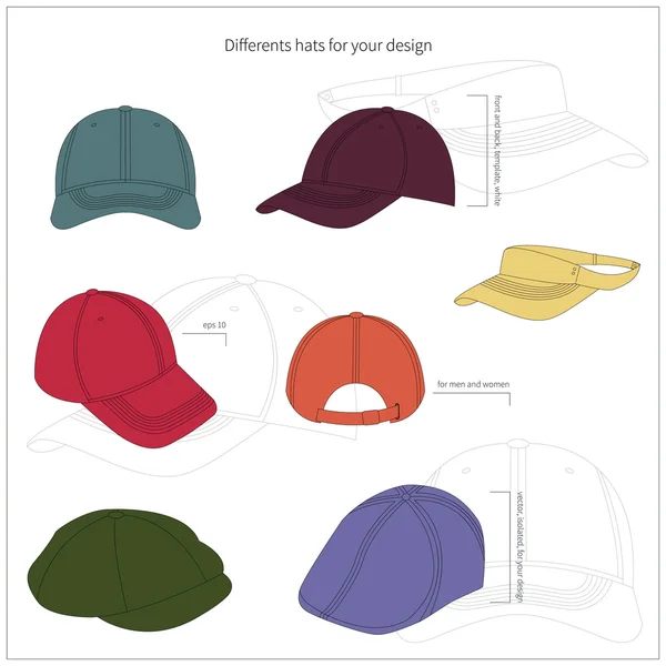 Набор мужских и женских шляп — стоковый вектор