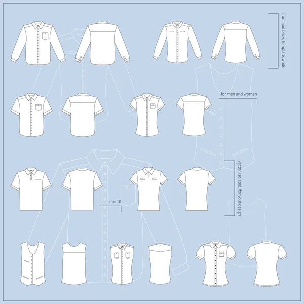 Set di vestiti bianchi da uomo e da donna — Vettoriale Stock