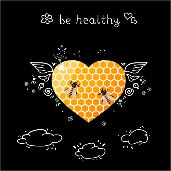 Heart shape made of honeycomb — Stock Vector