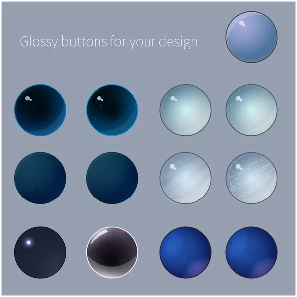 Set of blue glossy buttons — Stock Vector