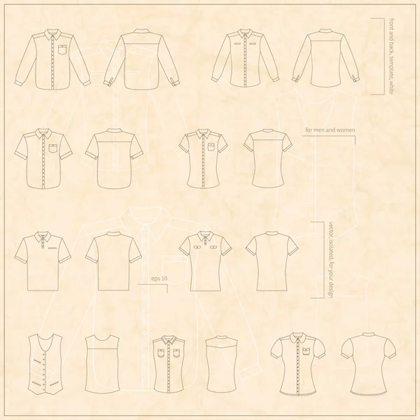 Conjunto de ropa de hombre y mujer — Archivo Imágenes Vectoriales