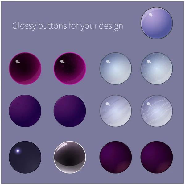 Violet and purple glossy buttons — Stock Vector