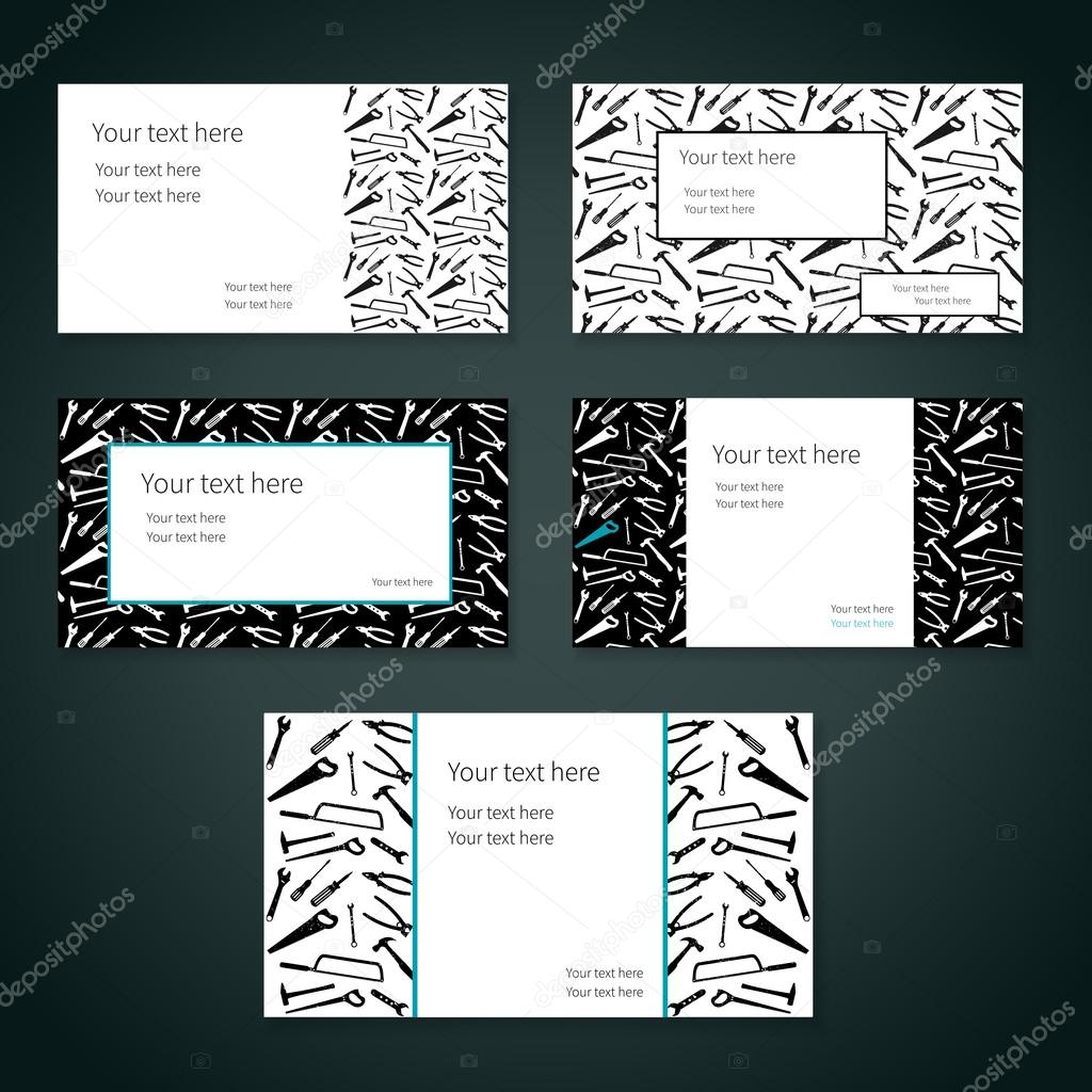 business cards with plane working tools