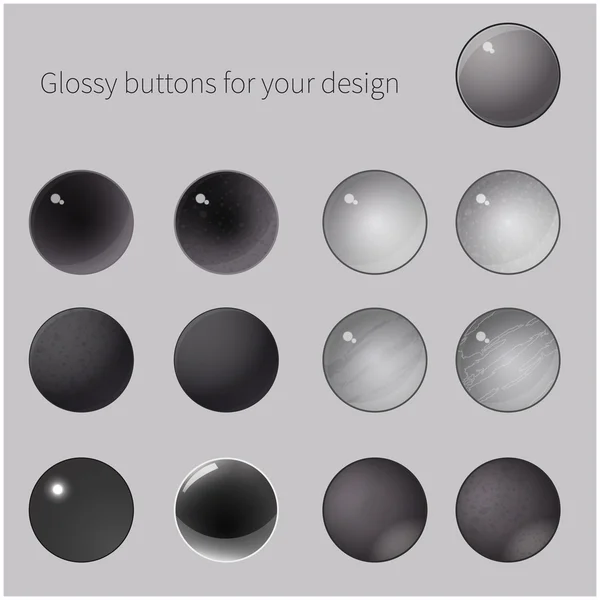 Set of gray glossy buttons — Stock Vector