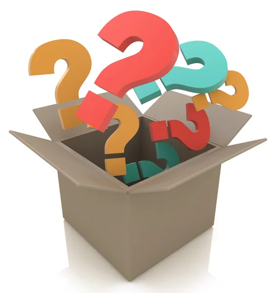 Aç kutusuna renk soru ile. İzole 3d görüntü