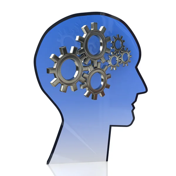 Huvudet med redskap inuti som en symbol arbete av hjärnan — Stockfoto
