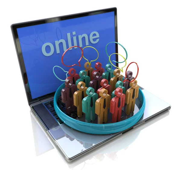 Online meeting. People talk meet in a social media network speec — Stock Photo, Image