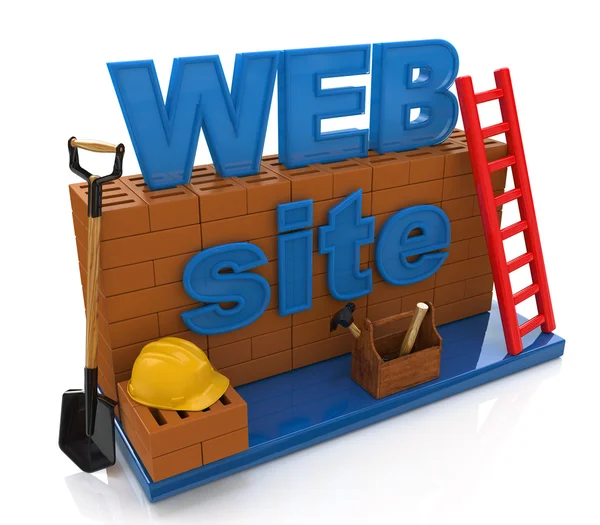 Vývoj internetových stránek. Budova na webu, ve výstavbě nebo v rep. — Stock fotografie