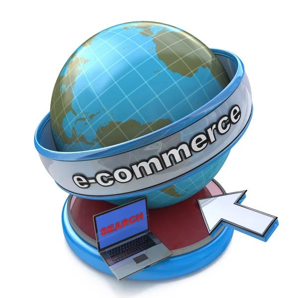 Global E-commerce (feito em 3d ) — Fotografia de Stock