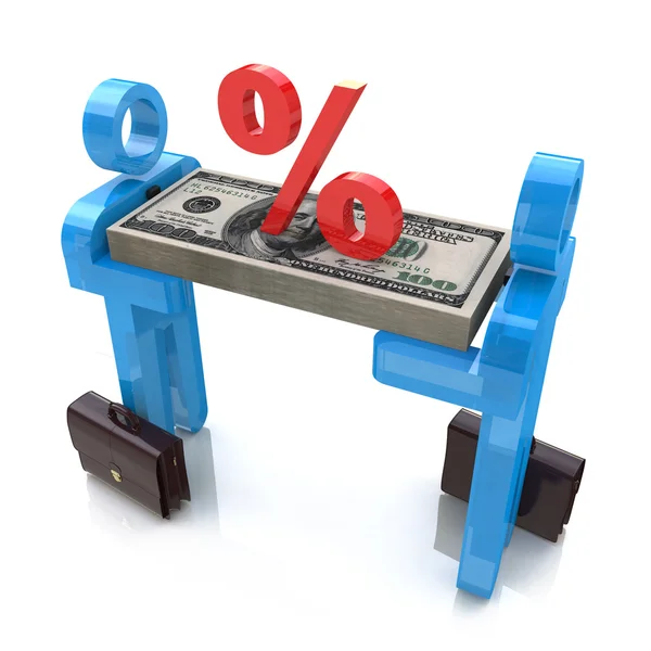 3D ludzie mają pieniądze i znak procentu — Zdjęcie stockowe