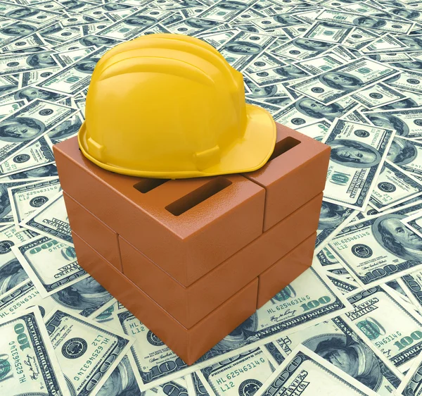 Negocios de construcción con un casco amarillo en un piso de — Foto de Stock